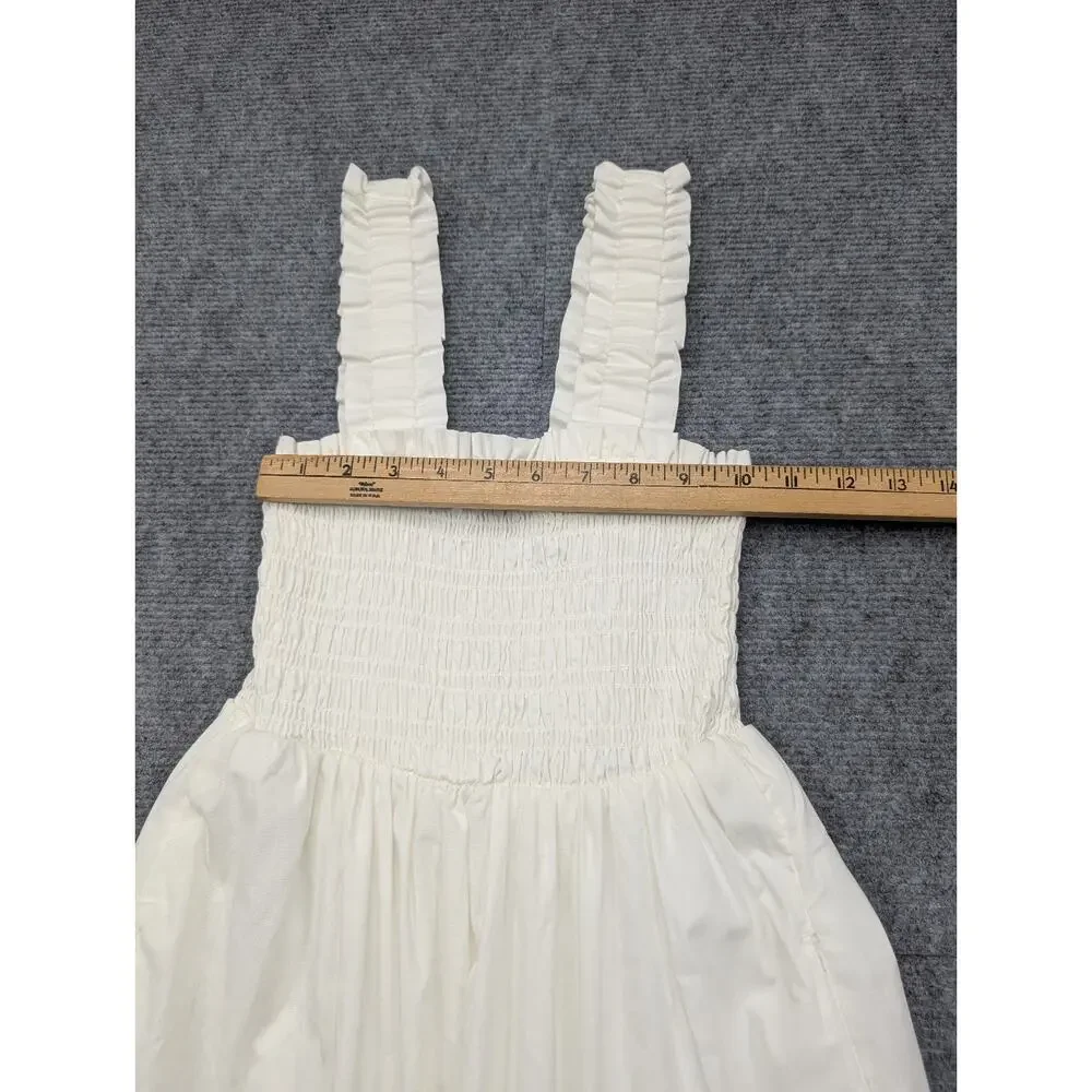 Abercrombie & Fitch Smocked Maxi Dress Womens XS Petite White Tiered Minimalist